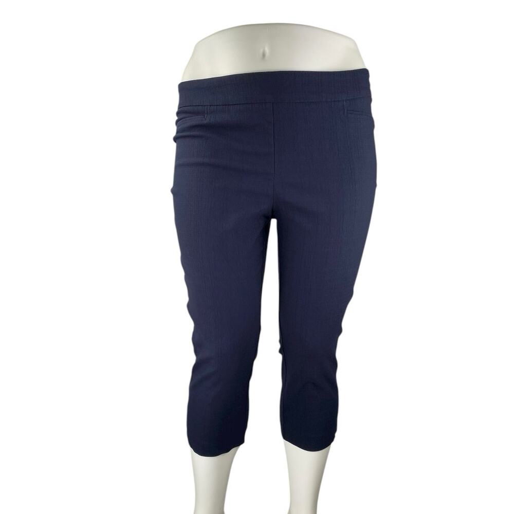 Hilary Radley Women Navy Blue Pull On High Rise Capri Cropped Trousers Pants XXL